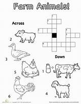 Farm Animals Crossword Worksheet Travel Worksheets Animal Para Kindergarten Printable Puzzle Games sketch template