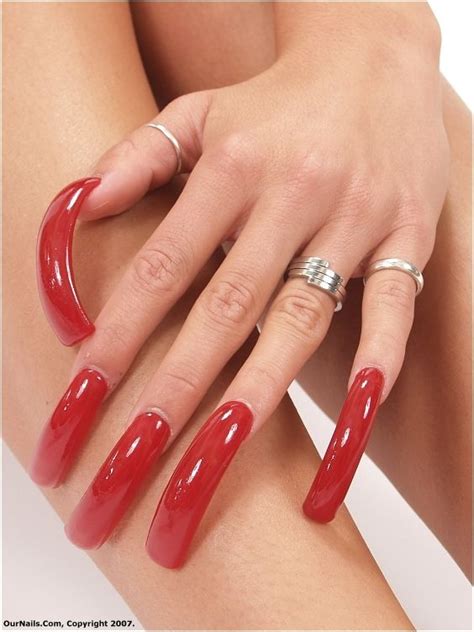 red long nails long red nails curved nails long nails