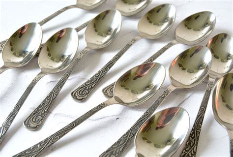 vintage tea spoons set   stainless steel spoons  etsy uk