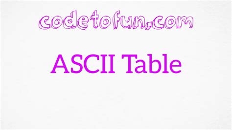 ascii table codetofun