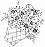 Embroidery Flower Patterns Basket Pattern Baskets Another Site Applique Designs Transfers Coloring Ribbon Craft Hand Vintage Bordar Patrones Flowers Para sketch template