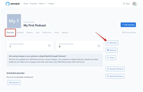 find  podcasts rss feed url zencast