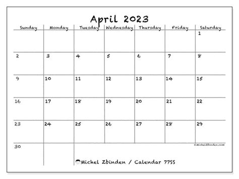 april  printable calendar ss michel zbinden za