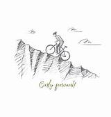 Uphill Cyclist Riding Vector Lettering Drawn Hand Vectors sketch template