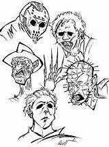 Coloring Scary Ausmalen Dibujos Voorhees Horreur Colorare Terror Sketch Characters Trippy Coloriages Libros Disegni Adultes Livres Freddy Frankenstein Dessins Leatherface sketch template