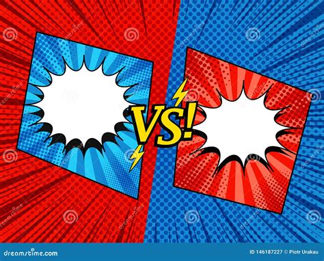 Comic Versus Template In Classic Pop Art Style Vector Illustration