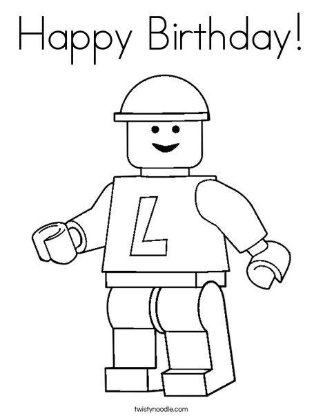 happy birthday coloring page twisty noodle lego coloring pages