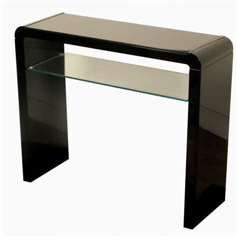 modern black high gloss console table furniture living room hallway glass shelf ebay