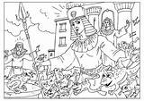 Coloring Plagues Moses Frogs Plague sketch template