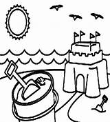 Beach Coloring Sand Bucket Castle Summer Fun Pages Color sketch template