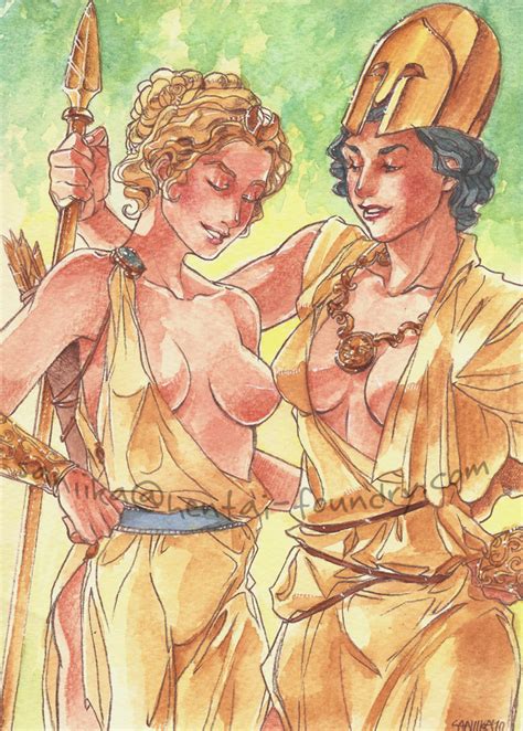 rule 34 2girls artemis artemis mythology athena breasts goddess