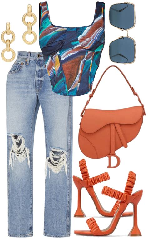 Orange And Denim Outfit Shoplook