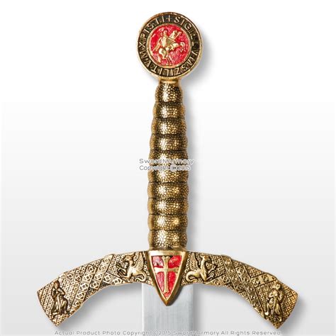 medieval crusader arming sword  red cross