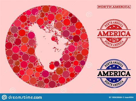 stencil circle map  north america mosaic  rubber stamp stock