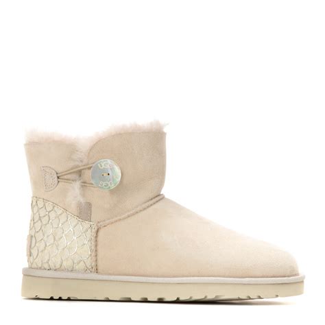 lyst ugg mini bailey button boots  natural