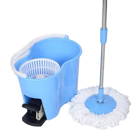 felji microfiber spin mop easy floor mop  bucket   mop heads  rotating head blue