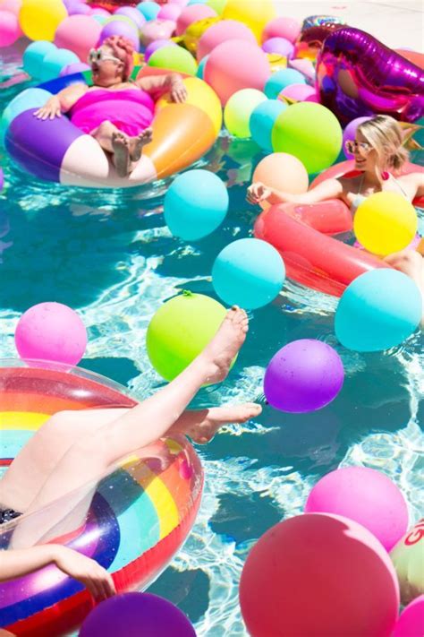 An Epic Rainbow Balloon Pool Party Pool Party Themes