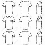 Shirt Template Set Drawing Blank Vector Illustration Plain Stock Back Front Side Polo Royalty Dress Illustrations Depositphotos Getdrawings Blouse Clothes sketch template