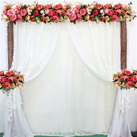 qf flower wall wedding silk artificial flowers row  wedding backdrop
