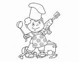 Cook Child Coloring Coloringcrew sketch template