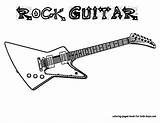 Guitar Coloring Pages Electric Rock Kids Guitars Cool Printable Colouring Book Instrument Print Roll Musical Clipart Templates Adult Grand Instruments sketch template