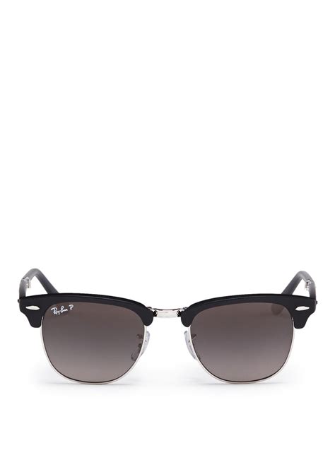lyst ray ban clubmaster folding browline sunglasses in black