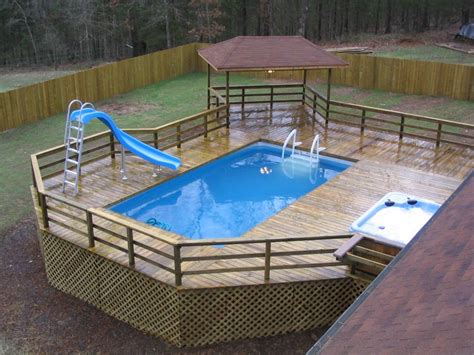 small  ground pool deck rickyhil outdoor ideas