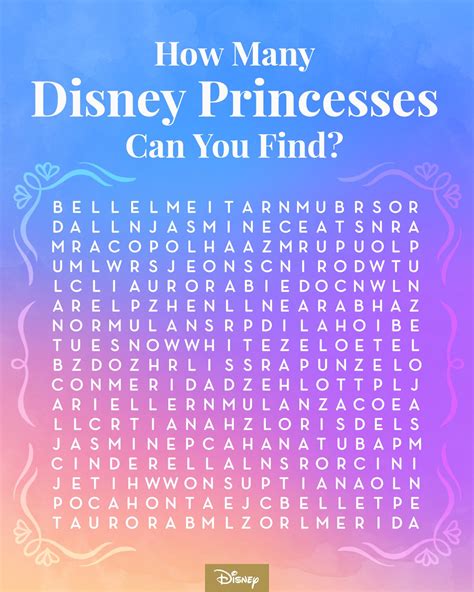dreams   true   disney princesses word search puzzle