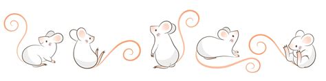satz hand gezeichnete ratten maus  den verschiedenen haltungen karikatur doodley art