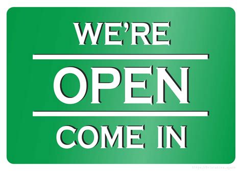 open   green color sign  printables