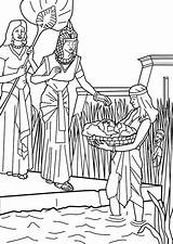 Moses Moises Pharaoh Reeds Daughter Rio Egypt Slavery Mariam Gibeonites Nacimiento Biblicos Nile Malvorlage Aaron sketch template