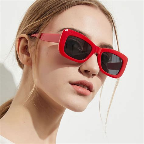 red square sunglasses women luxury brand designer retro sun glasses