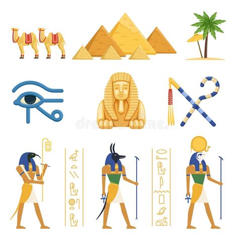 A Set Of Ancient Egyptian Gods Stock Illustration