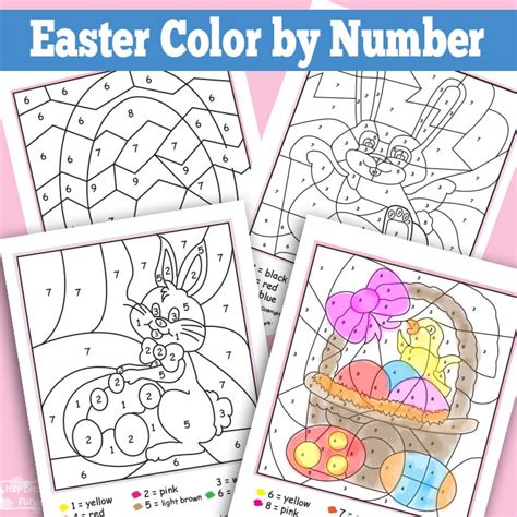 easter color  numbers worksheets itsy bitsy fun