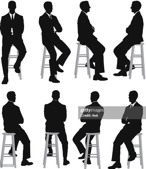 multiple silhouettes of a businessman sitting high res vector graphic