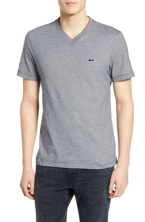 Lacoste Regular Fit V Neck T Shirt In Gray For Men Lyst