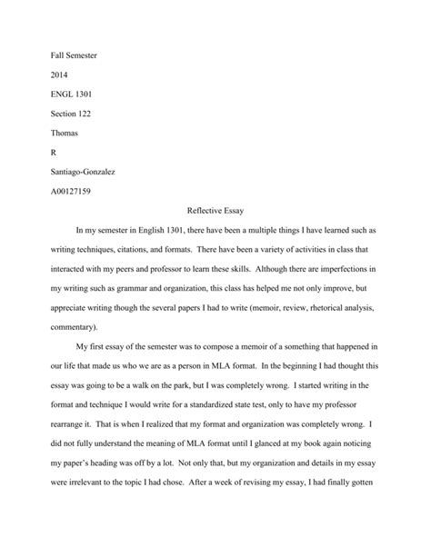 reflective essay   format  reflective paper format