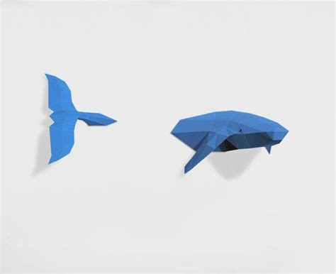 whale sculpture papercraft    paper blue whale room