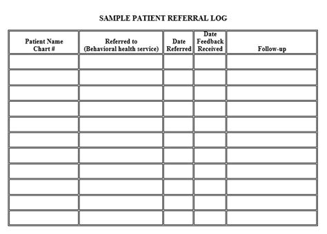 patient referral log