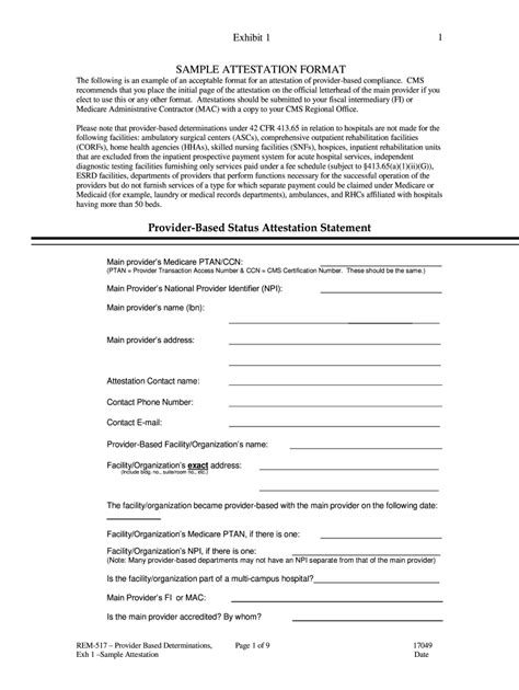 attestation form template hq printable documents
