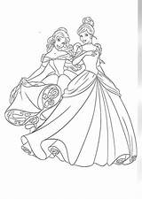 Coloring Pages Cinderella Disney Belle Princess Colouring sketch template