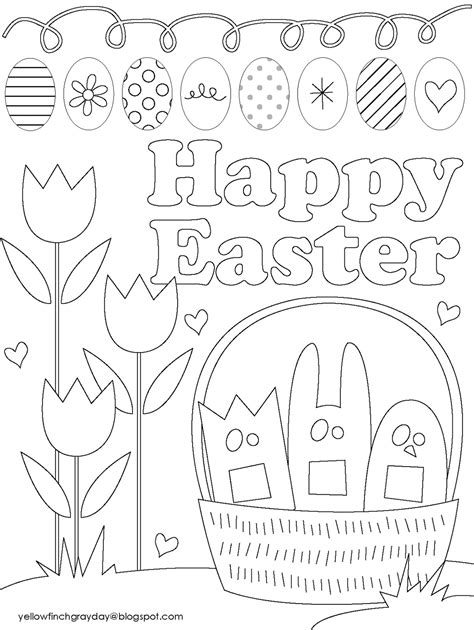 yellow finch gray day  spring print  easter coloring sheet