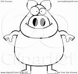 Pig Cartoon Chubby Clipart Coloring Outlined Vector Cory Thoman Template Royalty sketch template