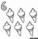 Coloring Ice Cream Numbers Number Pages Six Cones Colouring Online Clipart Cliparts Truck Clip Clipartmag Thecolor sketch template