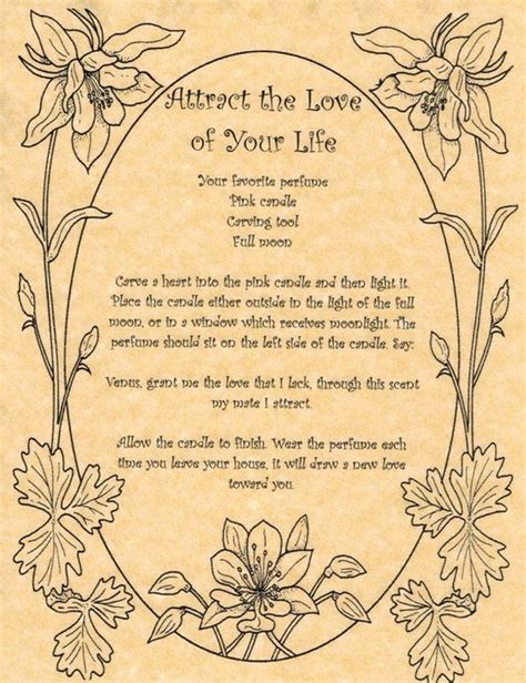 Attract The Love Of Your Life {printable Spell Page