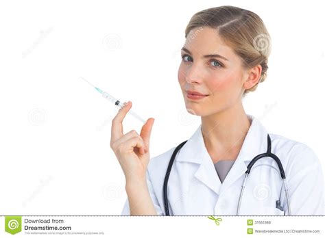 nurse holding syringe stock image image of background