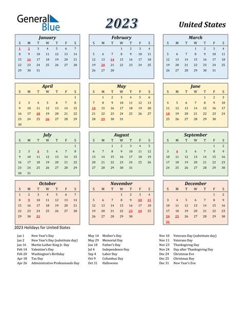 united states calendar  holidays