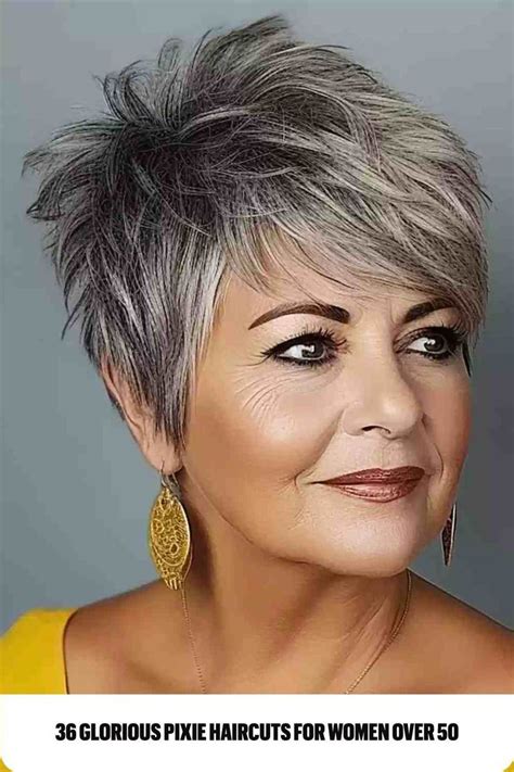 Ageless Pixie Cut With Elegance For A Woman Aged 50 Short Spiked Hair