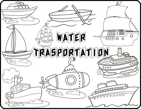 water transport  set   colored coloring book  educate kids