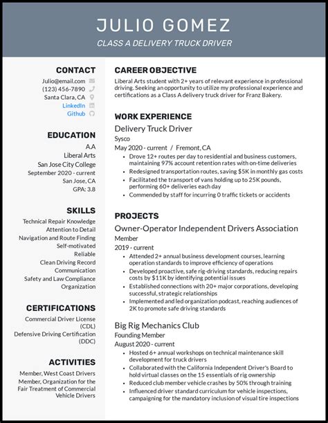 truck driver resume examples  worked    driver resume